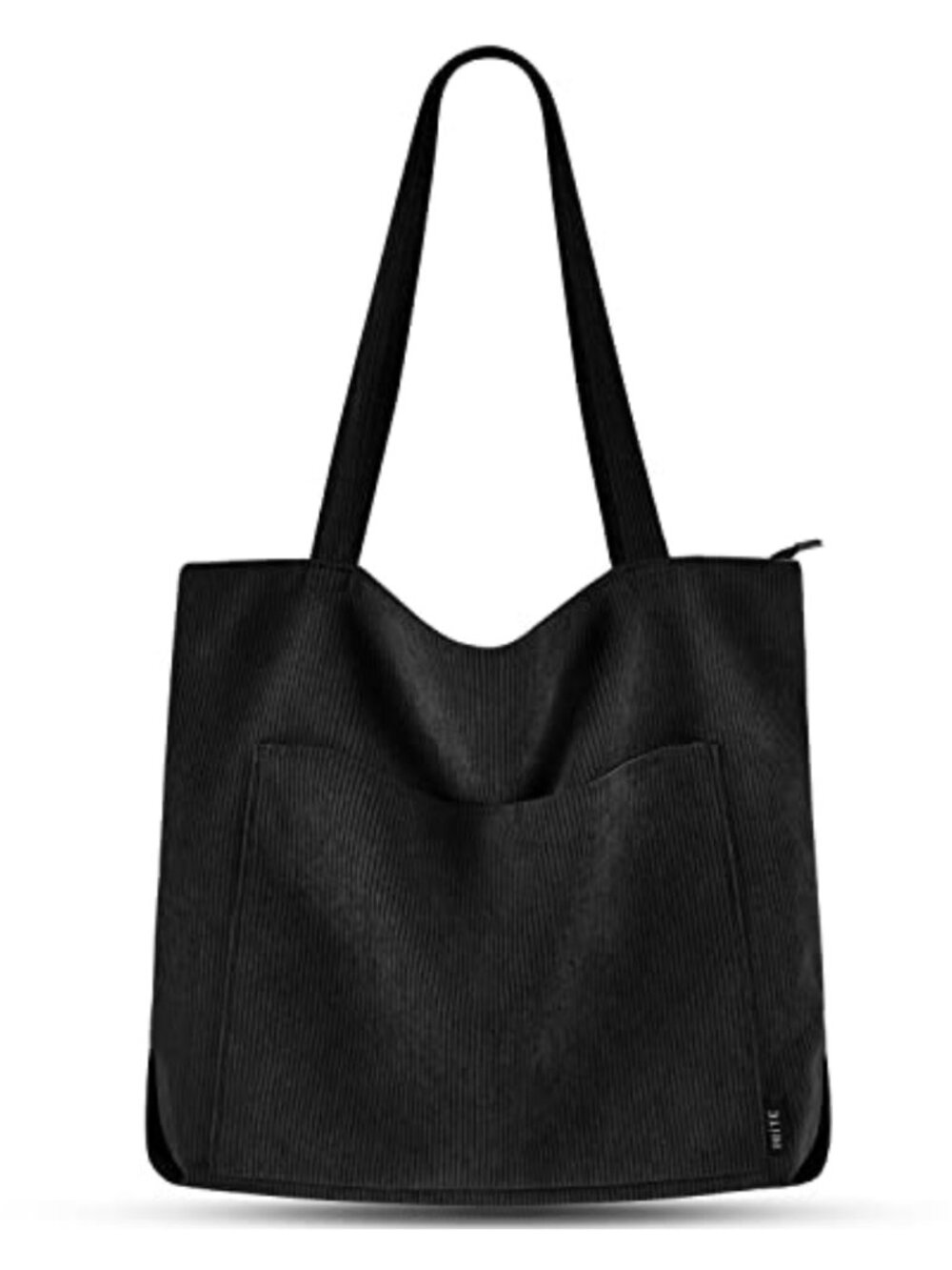 Corduroy Tote Bag Large Shoulder Bag with Zipper Pockets